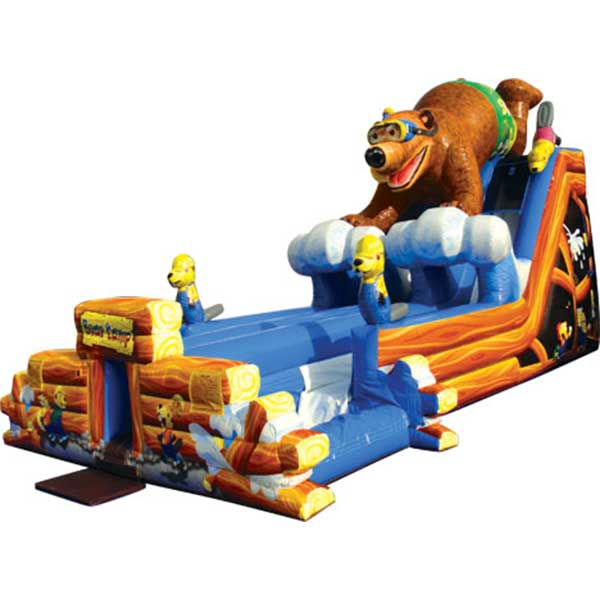 19' Bear Camp Double Lane Water Slide w/ Pool Image